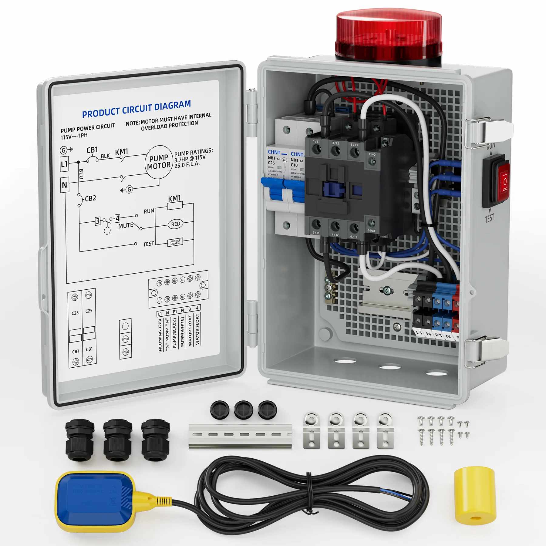 Automatischer Hochwasseralarm für Sumpfpumpensysteme mit 110 dB Alarm