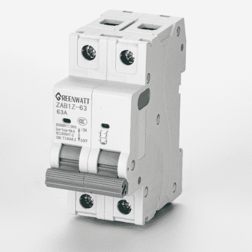 Miniatur -Leistungsschalter - 2p, 20A, C -Kurve, 10 ka AC/DC